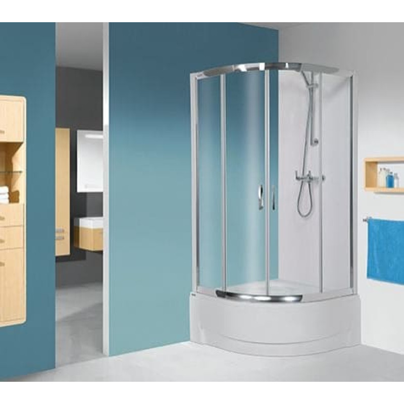 Sanplast Kabina narożna półokrągła TX srebrna błyszcząca szyba W0 80 x 80cm (602-271-0352-38-401)