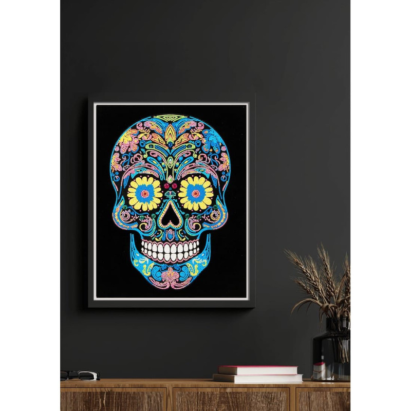 Diamond Dotz ADULTS FLOCKED NEON SUGAR SKULL