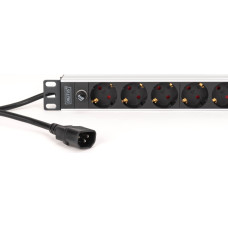 Digit 1U Alu PDU,rackmount.,9x CEE 7/7 outlet 10A Plug, 250VAC 50/60Hz, IEC C14 plug, pre-fuse