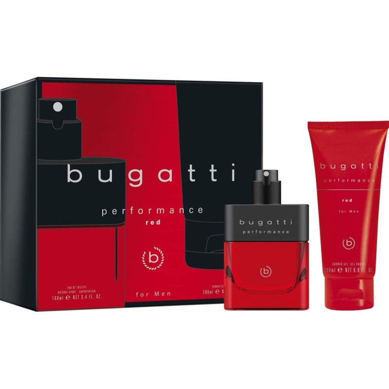 Sirowa BUGATTI Zestaw prezentowy Performance Red for Men (woda toaletowa 100 ml + żel pod prysznic 200 ml)
