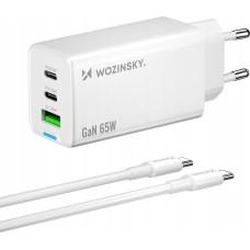 Wozinsky ładowarka GaN 65W z portami USB 2xUSB-C z kabelm C-C 65W - biała