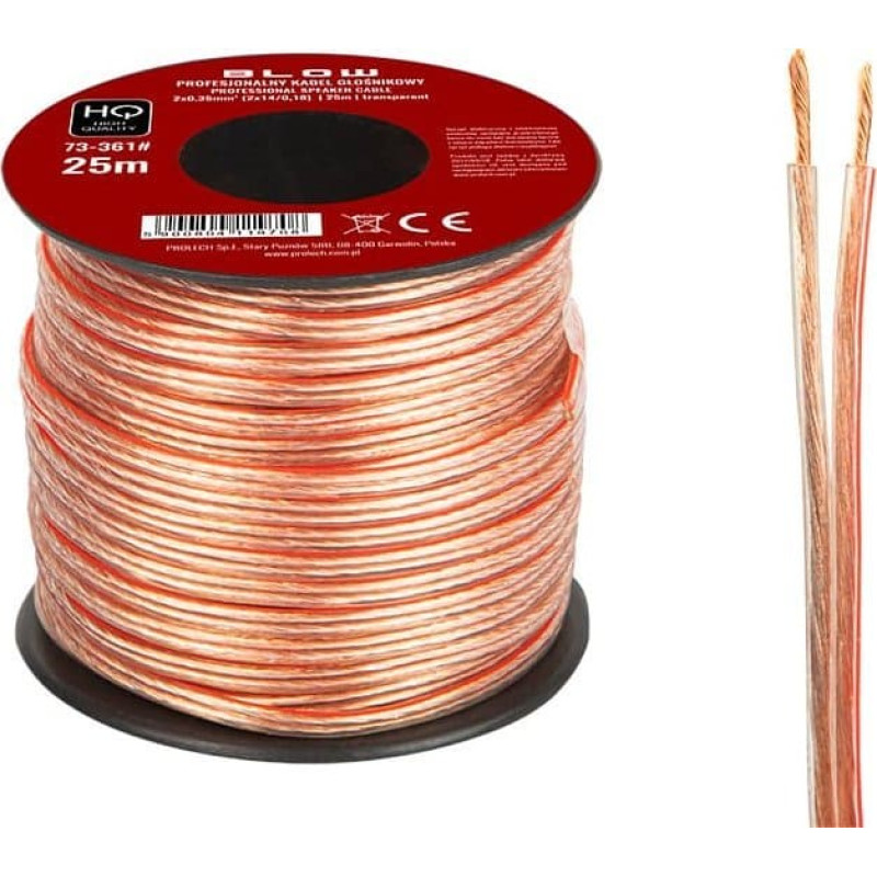Blow Kabel Blow 73-361# Przew.głośn.2x0,35mm przezroczysty 25m