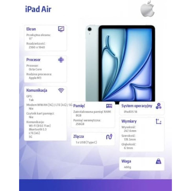 Apple IPAD AIR 11 WF CL 256GB BLU