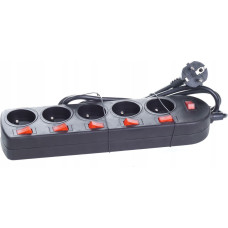 Rum-Lux Przedłużacz 5gn 1,5m z uziemieniem z niezależnymi wyłącznikami Rum-Lux czarny