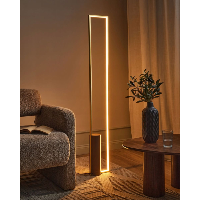 Beliani Lampa podłogowa LED PATRICIO Metal Złoty