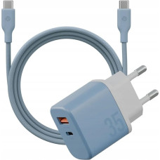 Energea Ładowarka sieciowa Bazic GoPort Velox Kit USB-C/USB-A GaN 35W z kablem niebieski
