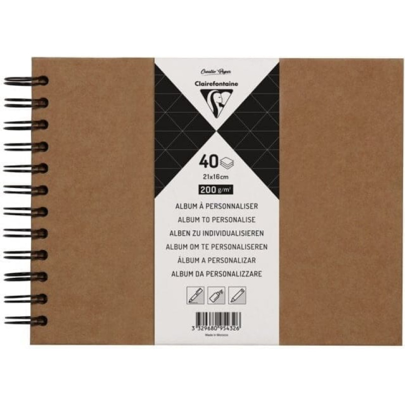 Clairefontaine 95432C, Monochromatic, Brown, 40 sheets, 200 g/m², Hardcover, Universal