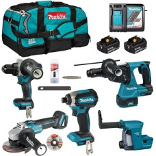 Makita ZESTAW COMBO 18V LXT DGA504+DDF492+DTD153+DHR243 2*5.0AH