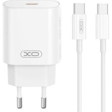 XO szybka ładowarka sieciowa CE25 PD QC 3.0 25W 1x USB-C biała + kabel C-C