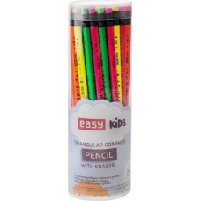 Easy Ołówek trójkątny z gumką neon HB (48szt)