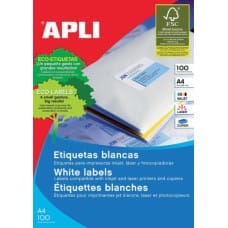 Apli Etykiety uniwersalne APLI, 97x67,7mm, prostokątne, białe 100 ark.