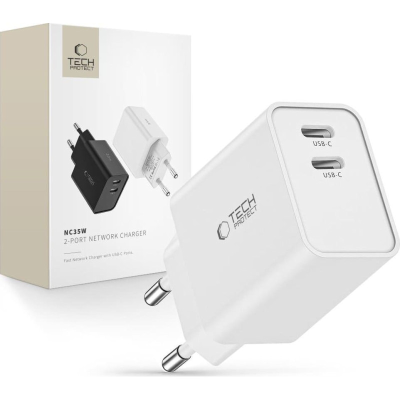 Tech-Protect Ładowarka Tech-Protect TECH-PROTECT C35W 2-PORT NETWORK CHARGER PD35W WHITE