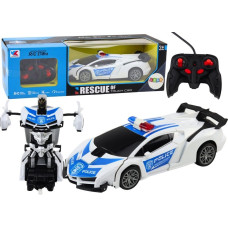 Leantoys Samochód R/C Policyjny 2w1 Auto Robot Dźwięki Światła