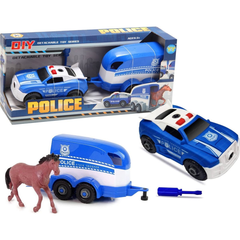 Trifox AUTO POLICJA Z PRZYCZEPĄ ROZKRĘCANE