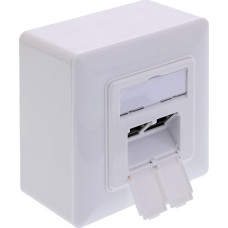 Inline ® Cat.6A Anschlussdose, 2x RJ45 Buchse, RAL9010, weiß