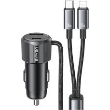 Usams Ładowarka samochodowa USAMS YT Series    CC287 66W 1xUSB-A 1xUSB-C + kabel 2w1 USB-C/Lightning tarnish