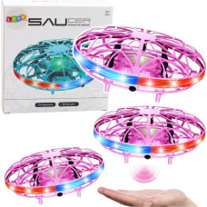 Leantoys Dron UFO Sterowany Ręką RC Światła LED Różowy