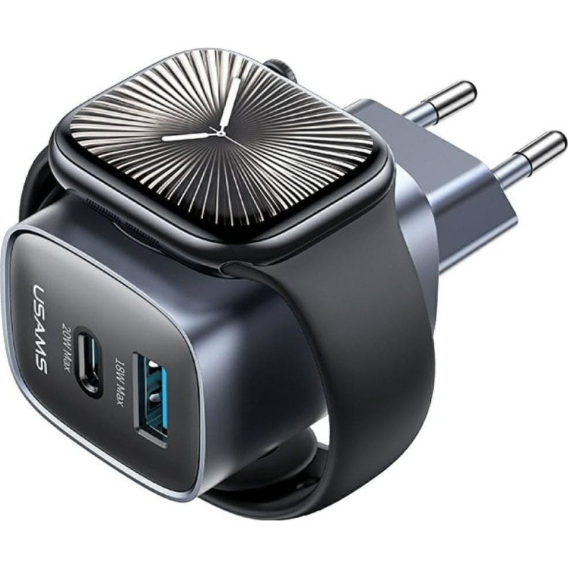 Usams Ładowarka sieciowa USAMS CC293 T67 20W   iWatch 1xUSB-C 1xUSB-A tarnish