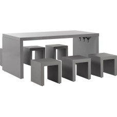 Beliani Zestaw ogrodowy betonowy stół kształt litery U i 6 stołków szary TARANTO Lumarko!