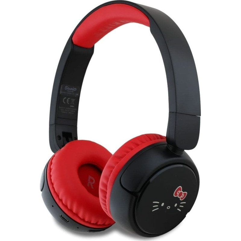 Hellokitty Słuchawki nauszne Hello Kitty Face Logo   Bluetooth czerwony
