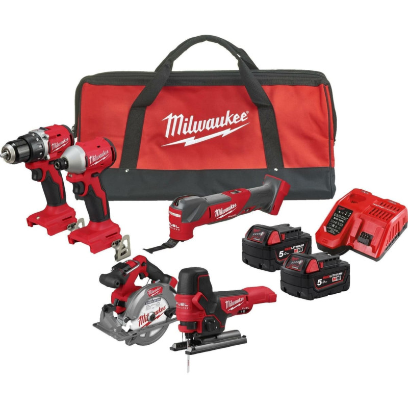 Milwaukee Zestaw elektronarzędzi Milwaukee 9-elementowy (M18 BLCPP5A-502B)