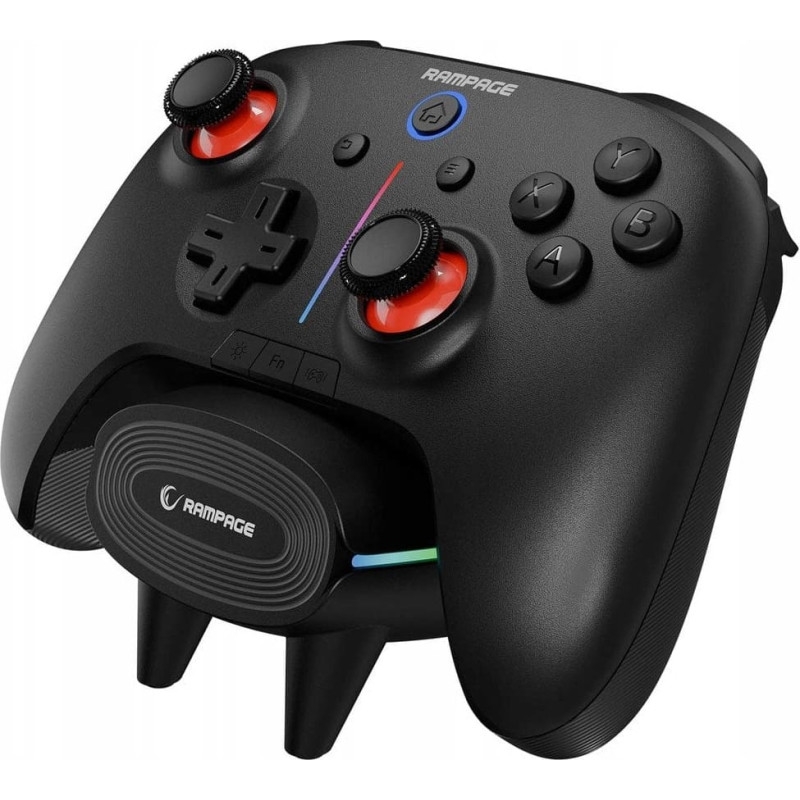 Rampage Hydra Pro Kontroler RGB bezprzewodowy pad ze stacją ładującą czarny