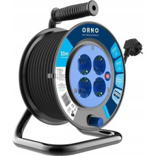 Orno Przedłużacz bębnowy, 4 gniazda 2P+Z (schuko), kabel PVC H05VV-F 3x1.5mm2, długość - 30m, termik, przesłony torów prądowych