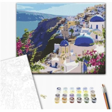Brushme Malowanie po numerach BRUSHME, 40x50 cm, krajobraz Santorini, 1 szt., w pudełku