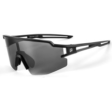 Rockbros Okulary rowerowe Rockbros polaryzacyjne z ochroną UV i wkładką korekcyjną 14120008006 szare szkła - czarne