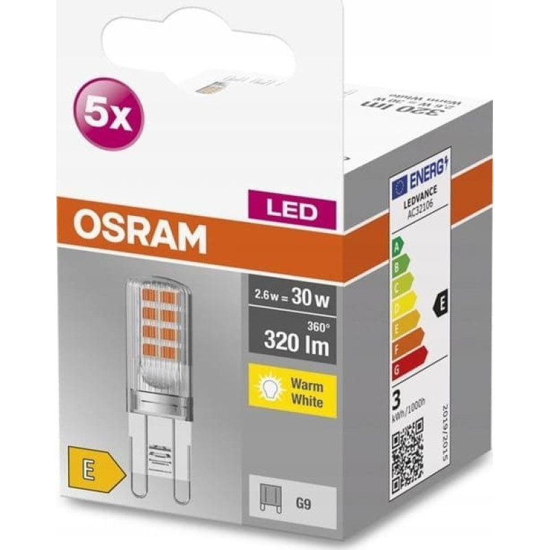 Osram Osram Żarówka 5 x LED kapsułka Pin 2.6W 2700K 230V G9