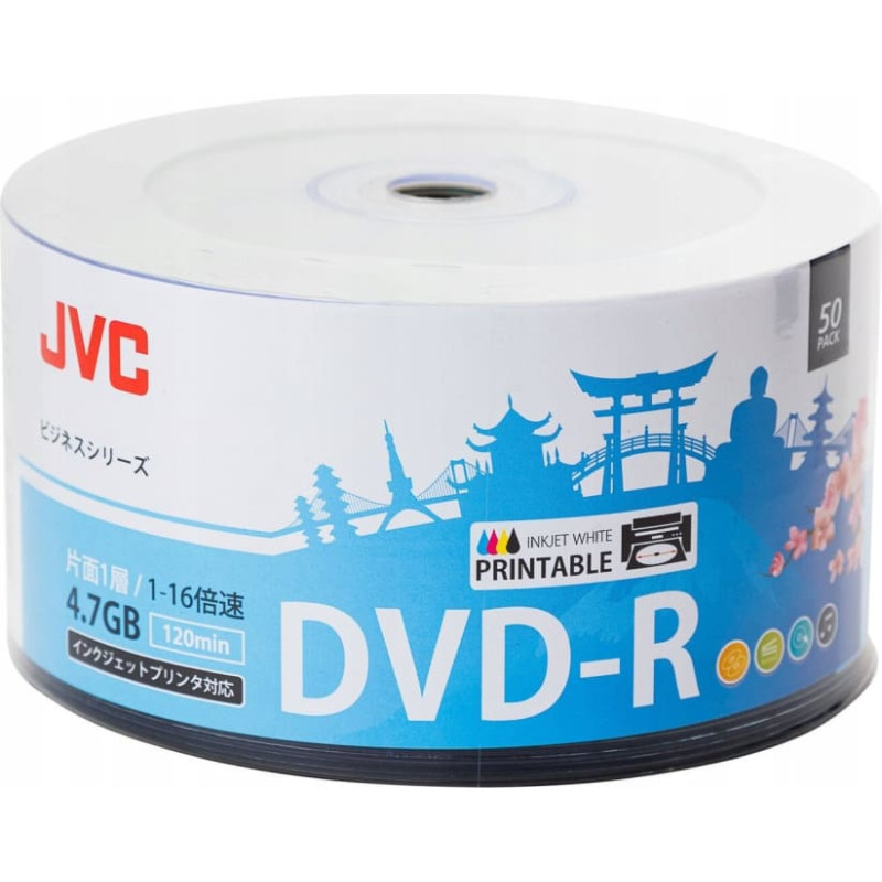 JVC DVD-R 4,7GB 6X INKJET WHITE PRINTABLE SP*50 70771BJCK0001