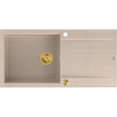 Graniteq EVAN 146 XL GraniteQ zlewozmywak z syfonem Push 2 Open 1-komorowy z/o (1000x500x210; kom. 420x480) pearl beige / elementy złote