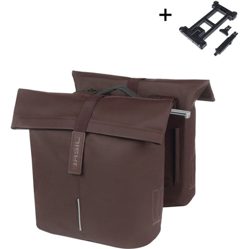 Basil Sakwa miejska podwójna BASIL CITY DOUBLE PANNIER BAG MIK 28-32L, MIK System (ready to go), roasted brown (NEW 2025)