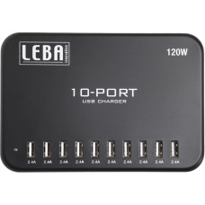 Canyon Leba NoteCharge 10 Ports, USB-A (Schuko plug), 12 watts available per device, USB 2.0, Indoor, USB, 5 V, 1.5 m, Black