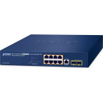 Planet Switch Planet PLANET IPv6/IPv4, 8-Port Zarządzany L2/L4 Gigabit Ethernet (10/100/1000) Obsługa PoE 1U Niebieski