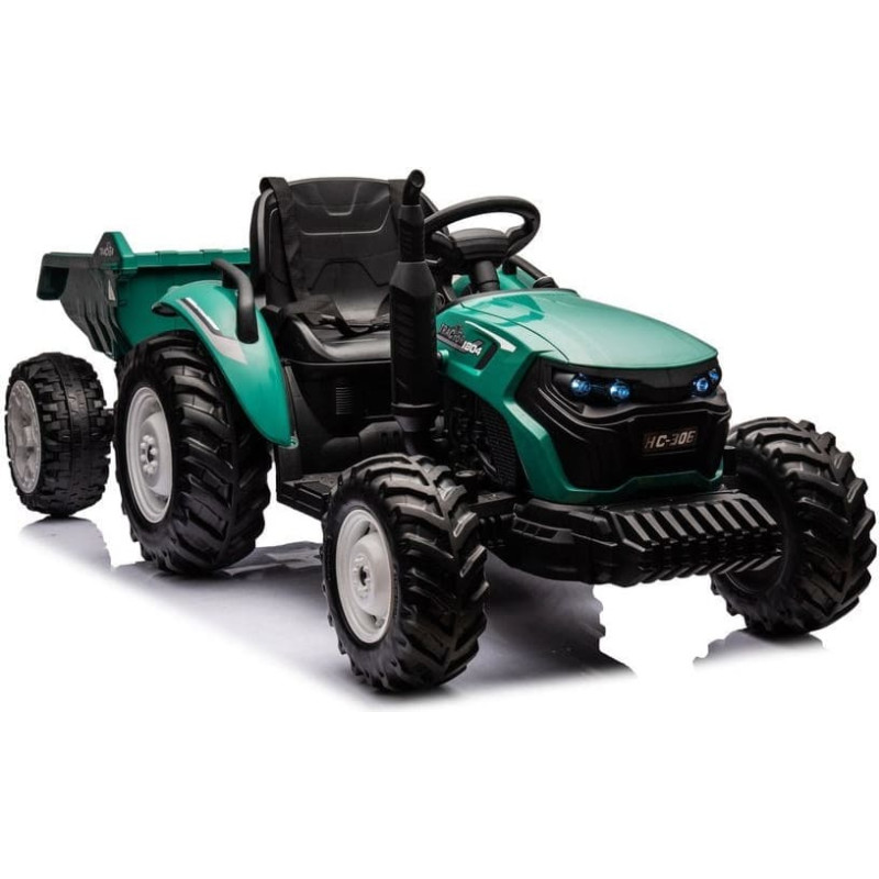 Lean Cars Traktor Na Akumulator HC-306 Z Przyczepą Ciemno Zielony 24V