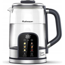 Rohnson Color Touch rychlovarná konvice, 2200 W, 6 teplot, 1.7 l, LED displej, dotykový ovládací panel, sklo