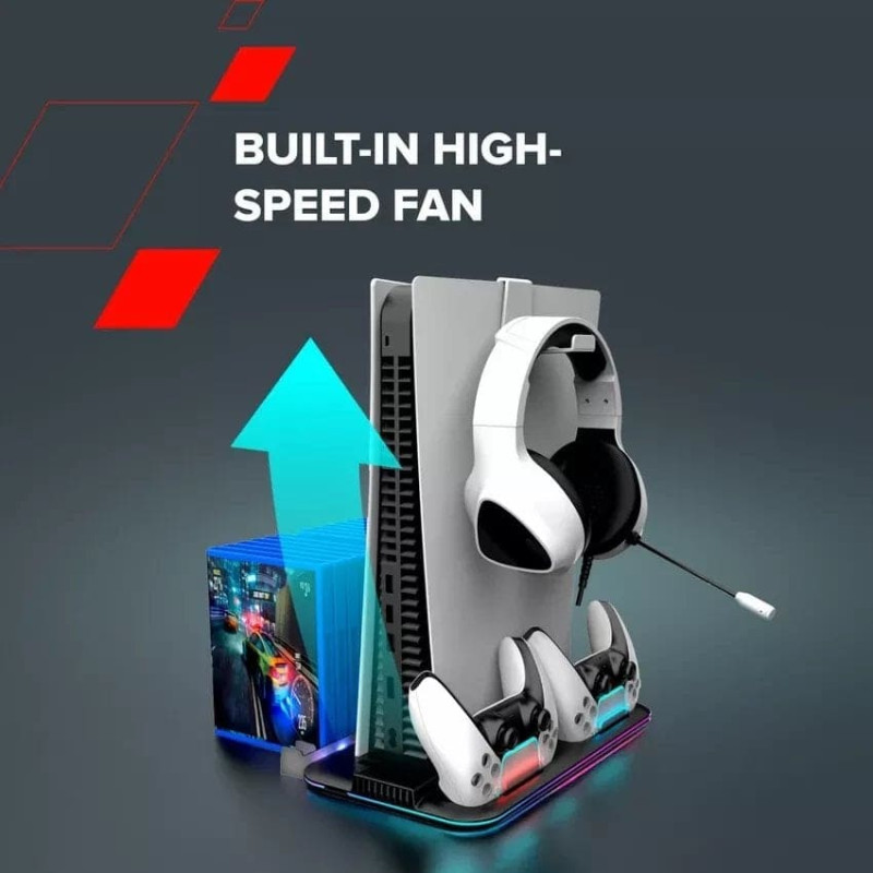 Ipega CANYON Podstawka chłodząca CS-51 RGB PS5 Slim/DE Ładowanie Czarna