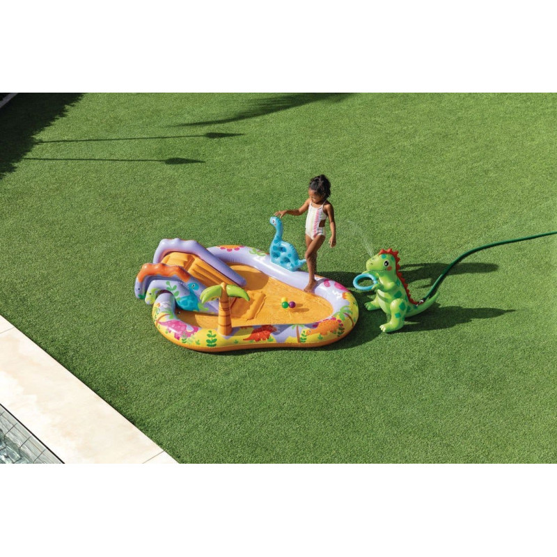 Intex Basen dmuchany dla dzieci wodny plac zabaw 201x157x69 cm zjeżdżalnia fontanna dinozaur INTEX 56139