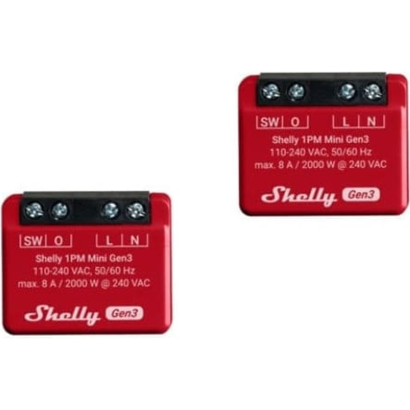 Shelly Zestaw 2 Sterowników Shelly 1PM Mini Gen3 WiFi/Bluetooth