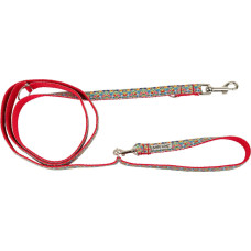 Pets Collection Smycz dla psa, wz�r folk, regulowana, ta�ma, 25MM/220CM czerwona