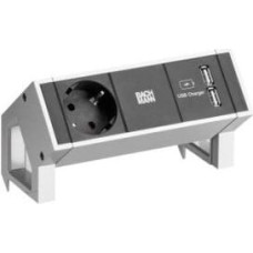 Bachmann DESK2 1x gniazdo z uziemieniem 1x ładowarka USB Inox