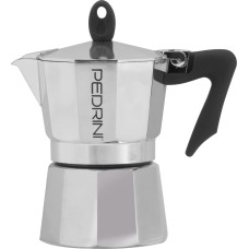Pedrini Coffee Maker polished Aluminum 3 Cups silver black (9083-3) (90833)