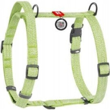 Collar WauDog Re-Cotton Szelki z rączką z regenerowanej bawełny anatomiczne w kształcie litery H, odblaskowe z QR-paszportem, plastikowy fastex, L jasnozielone