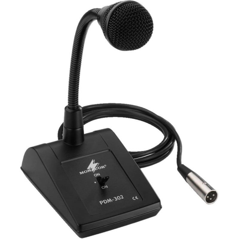 Monacor PDM-302, 60 - 12000 Hz, 600 O, Cardioid, Dynamic, Wired, XLR-3
