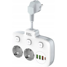 Plastrol Rozgałęźnik podwójny na kablu z indywidualnymi włącznikami + USB R-273SWS/CA