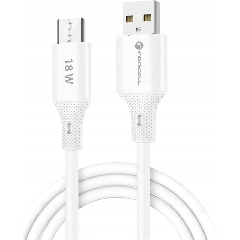 Forcell Kabel USB A do Micro USB Forcell F-Energy QC3.0 2,4A 18W Silicone 1 m C341 biały