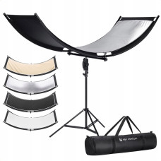 K&F Blenda Fotograficzna Studio 4w1 Zakrzywiona W Kształcie Litery U 180x60cm + Statyw Stojak K&f / Kf18.0012 / Curved Reflectors