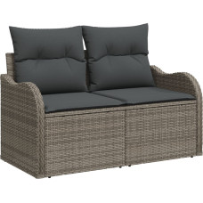 Vidaxl Zestaw 7-częściowy sofy ogrodowej z poduszkami w szarym polirattanie akacji