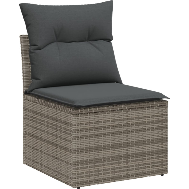 Vidaxl Zestaw 7-częściowy sofy ogrodowej z poduszkami w szarym polirattanie akacji